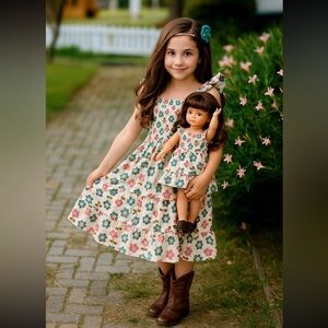 Size 8 Lilli Lovebird Blue Floral Flutter Sleeve Tank Dress